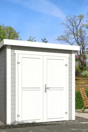 Actieprijs Outdoor Life Blokhut Sara Platinum Grey-Wit 200 x 250 cm